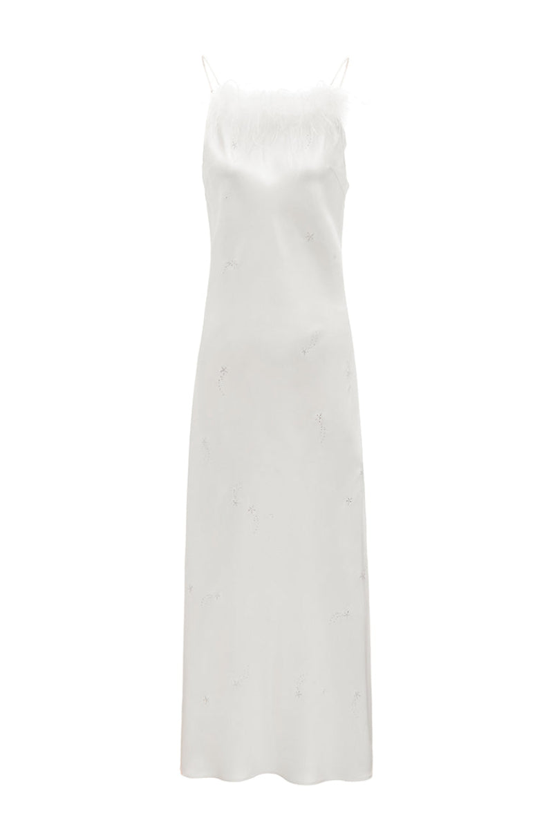 midi slip dress white White Silk Satin Slip Midi Dress for Elopement, Vow renewals