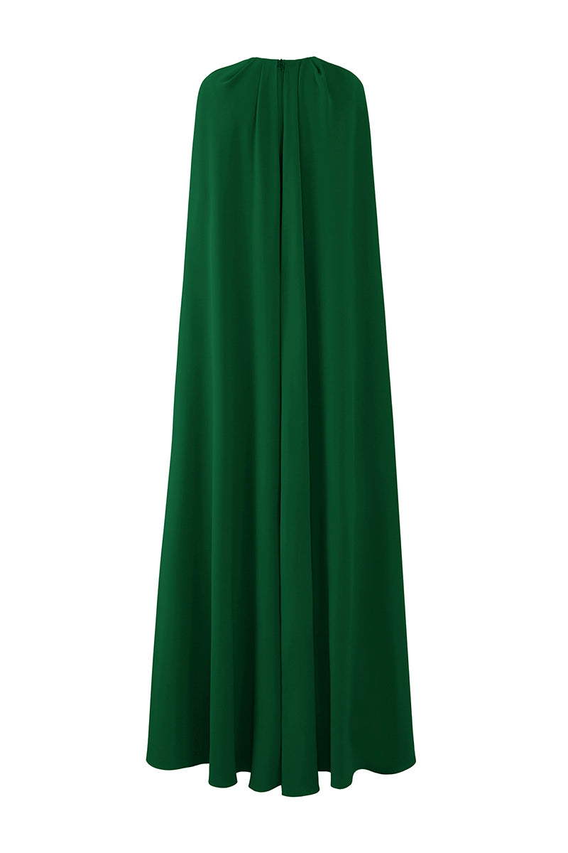 GREEN COLLAR PLEATED CAPE DRESS - CULT MIA