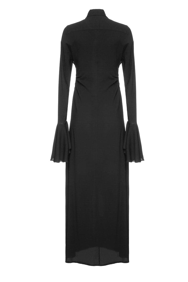 BLACK LONG SHIRT DRESS - CULT MIA