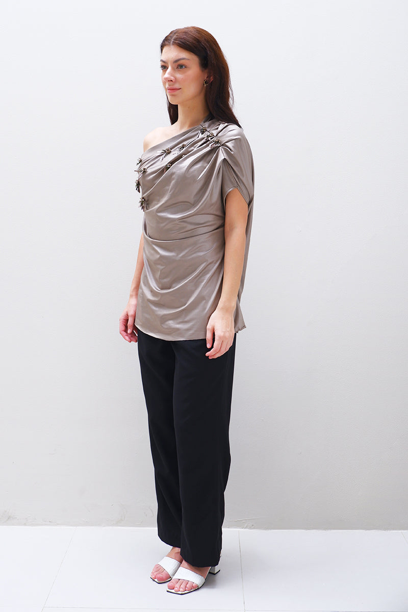 LUNARA TOP IN METALLIC BRONZE - CULT MIA