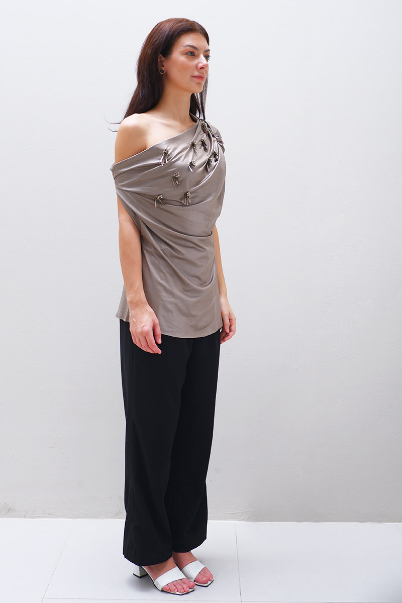 LUNARA TOP IN METALLIC BRONZE - CULT MIA