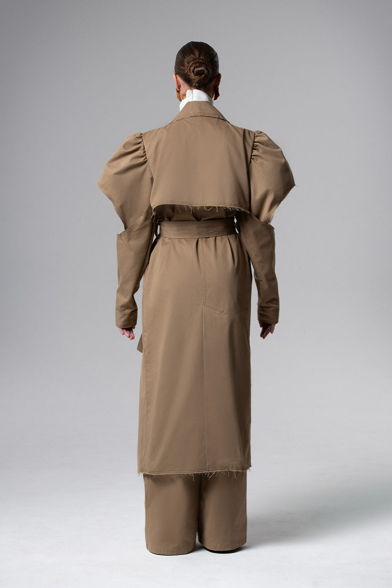 BELTED PUFF-SLEEVE TRENCH - CULT MIA