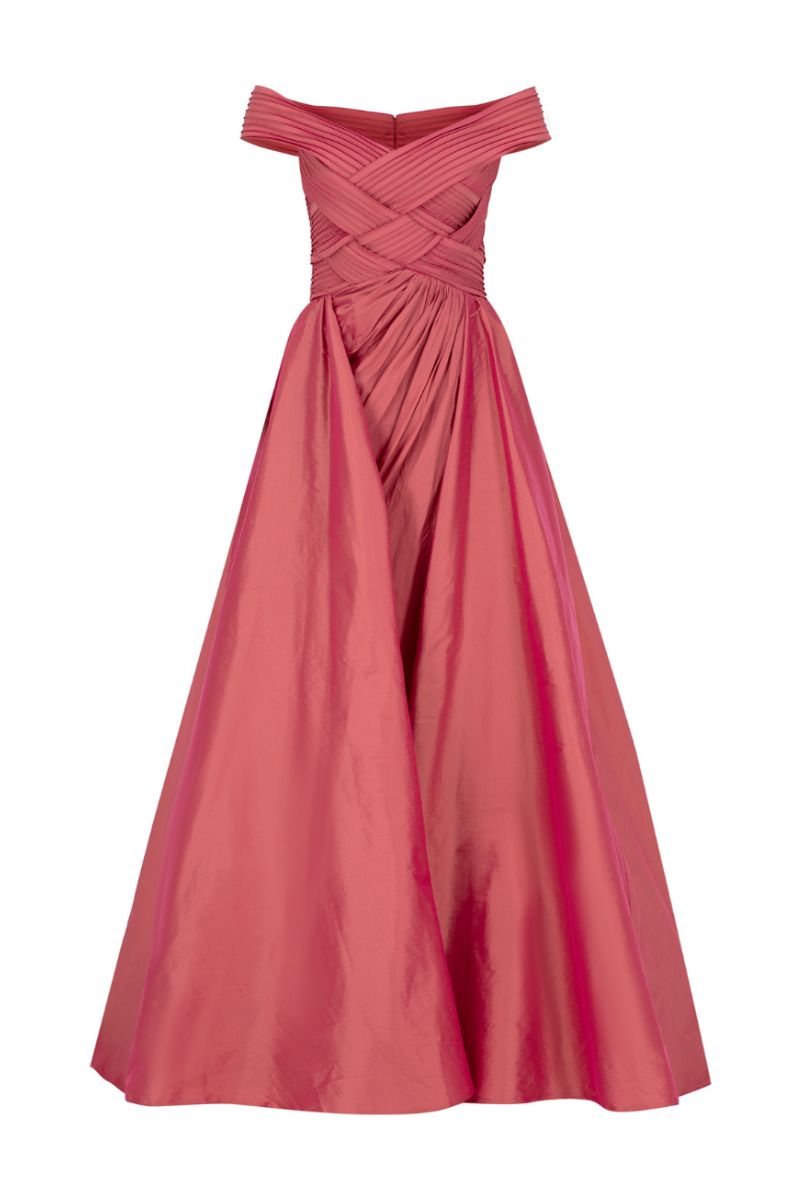 BONNY TERRACOTTA WEAVED OVERSKIRT GOWN - CULT MIA