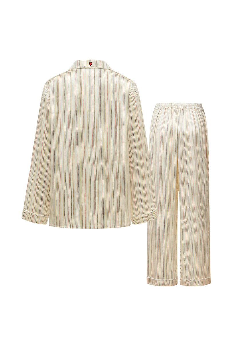 LITTLE HEART LONG PAJAMA SET IN STRIPE MULTICOLOR - CULT MIA