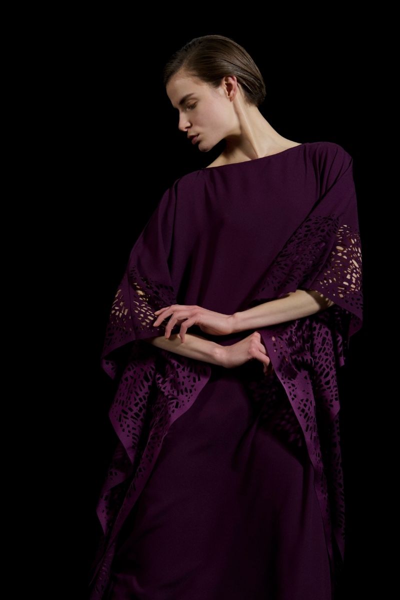 LASET-CUT KAFTAN IN PURPLE - CULT MIA