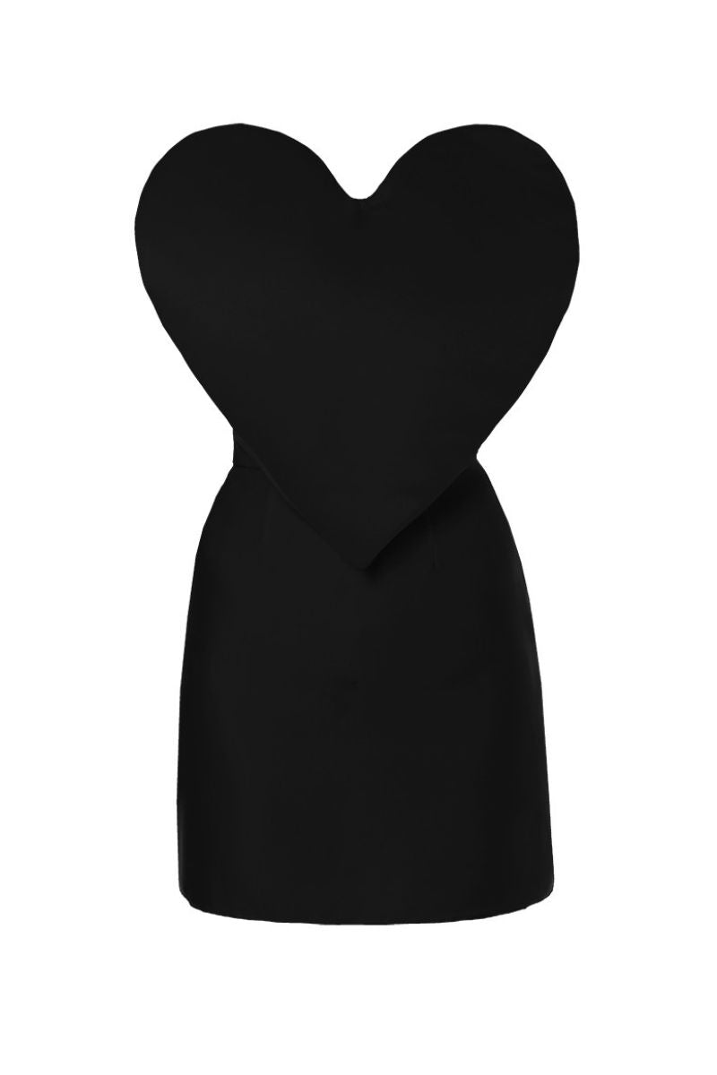 BA JOY Jet Black HEART DRESS | Cult Mia BA JOY Jet Black HEART DRESS | Cult Mia