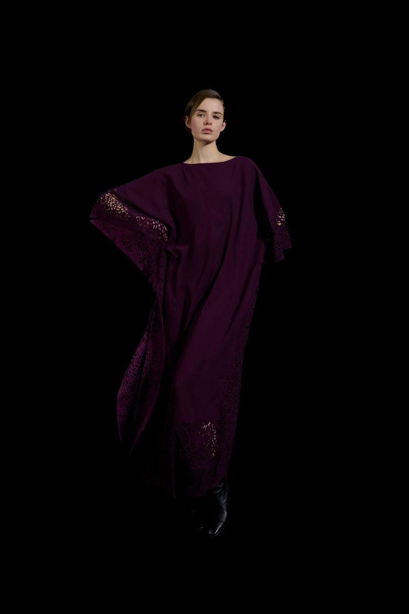 LASET-CUT KAFTAN IN PURPLE - CULT MIA