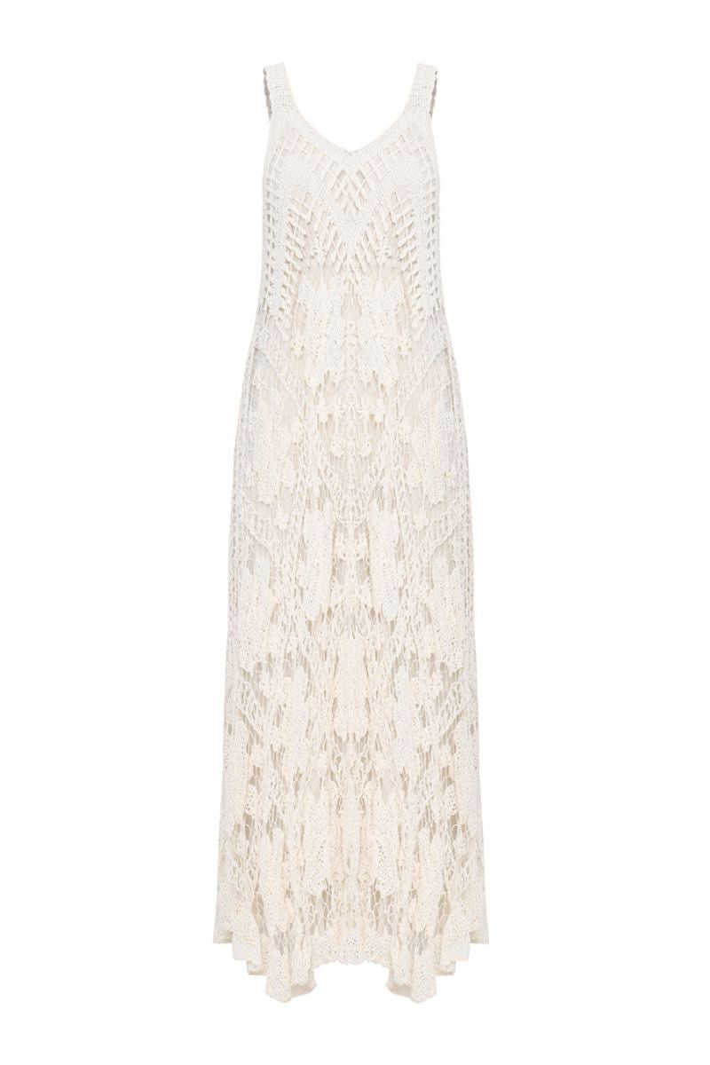 artisanal white maxi dress White Artesanal Dress
