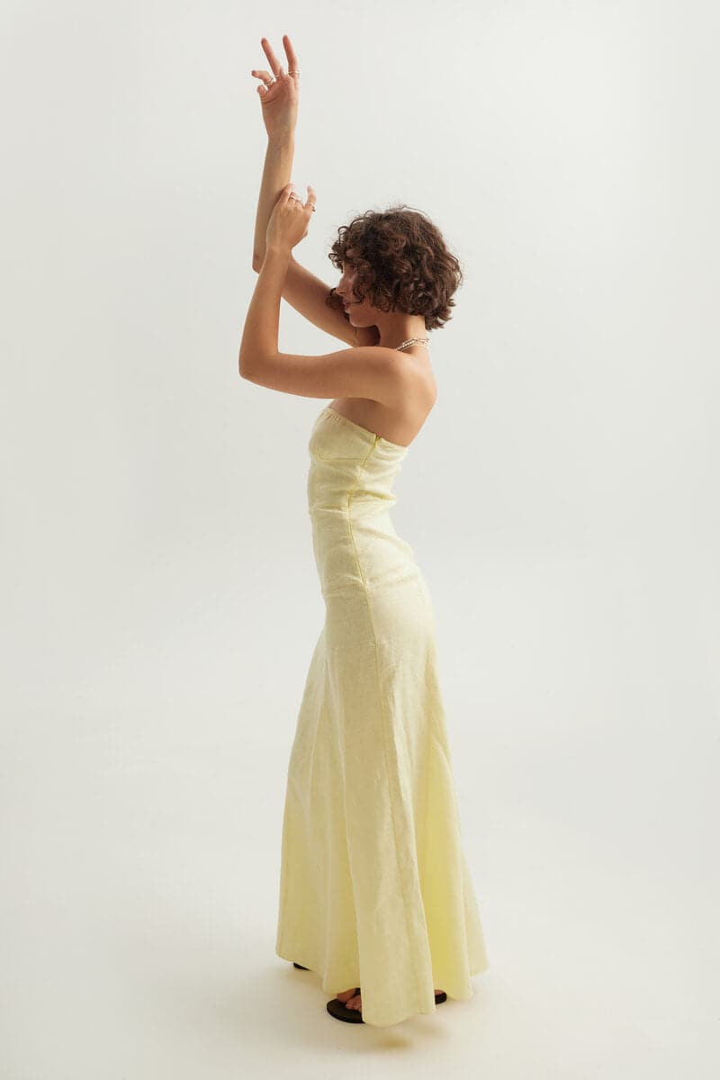 LEMON BONED ZIG-ZAG MAXI DRESS - CULT MIA
