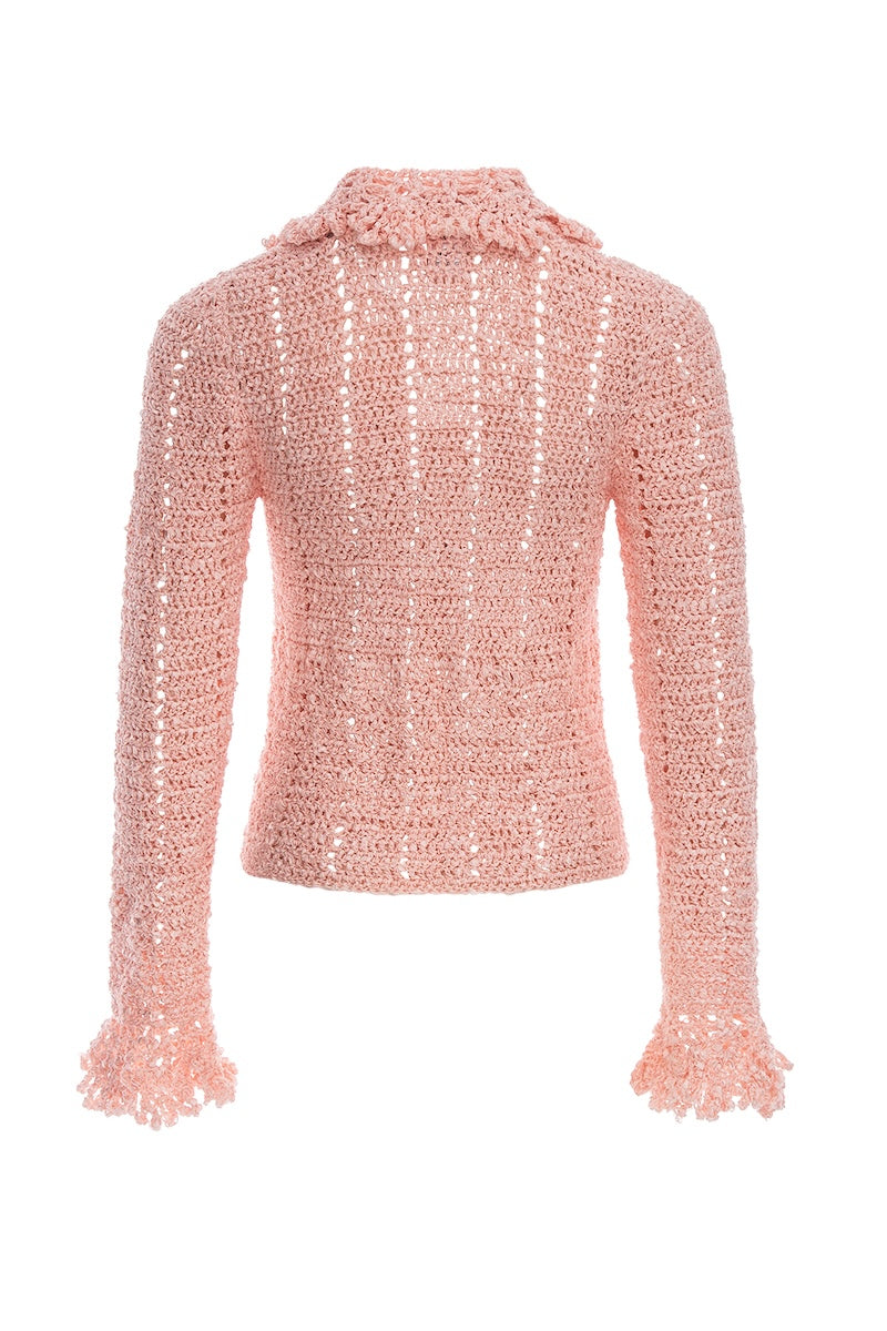 CHRYSANTHEMUM PINK HANDMADE CROCHET JACKET - CULT MIA