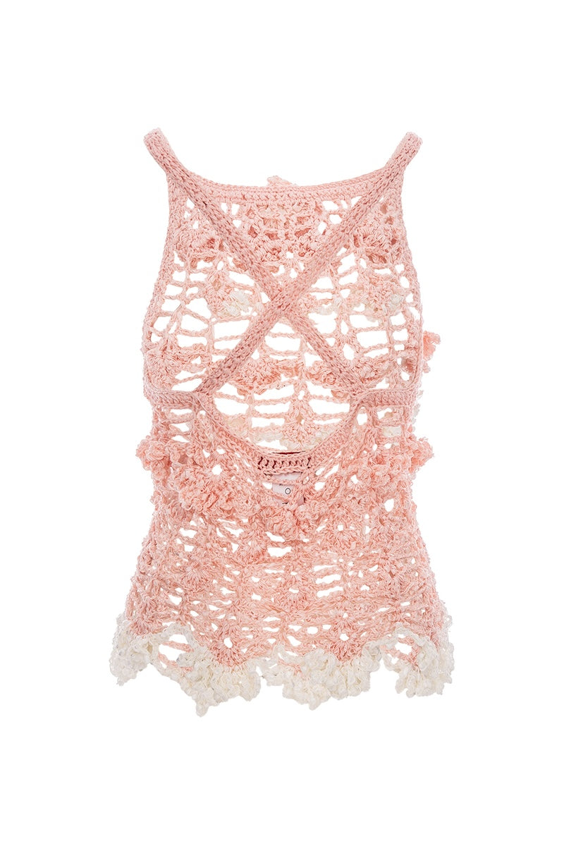 CHRYSANTHEMUM PINK HANDMADE CROCHET TOP - CULT MIA