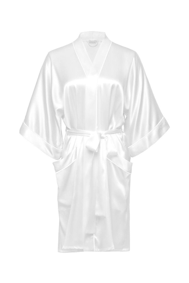 short silk kimono dressing gown Gardenia Lace Trim Short Silk Kimono Robe