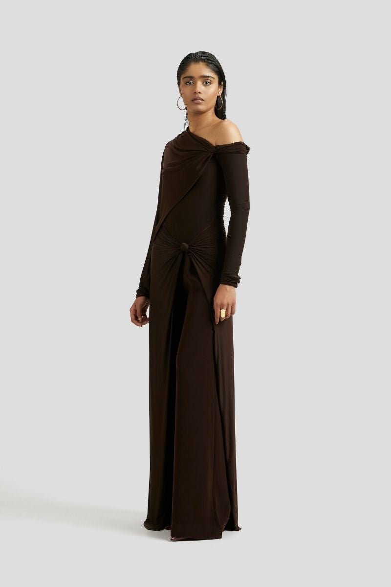 BRIA CO-ORD SET IN CHOCOLATE BROWN - CULT MIA