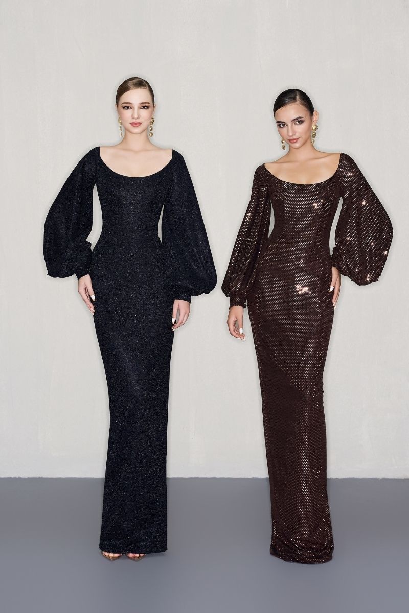 MAXI DRESS WITH BISHOP SLEEVES - CULT MIA