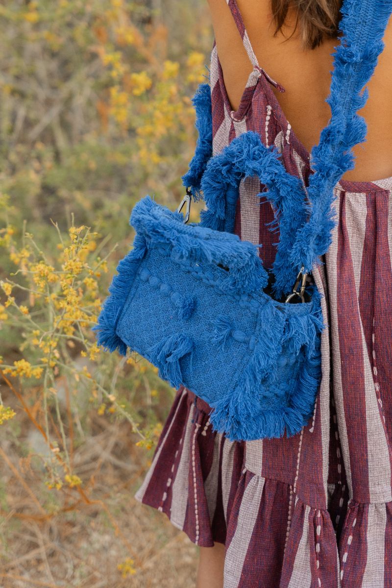 MINI POKA NAVY BLUE TOP HANDLE BAGS - CULT MIA