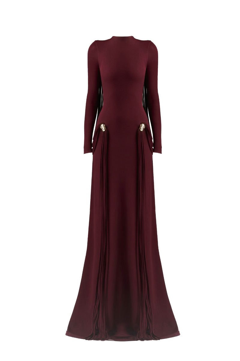 dress short to long Cape-Sleeved Long Formal Gown with Sequins main image 0