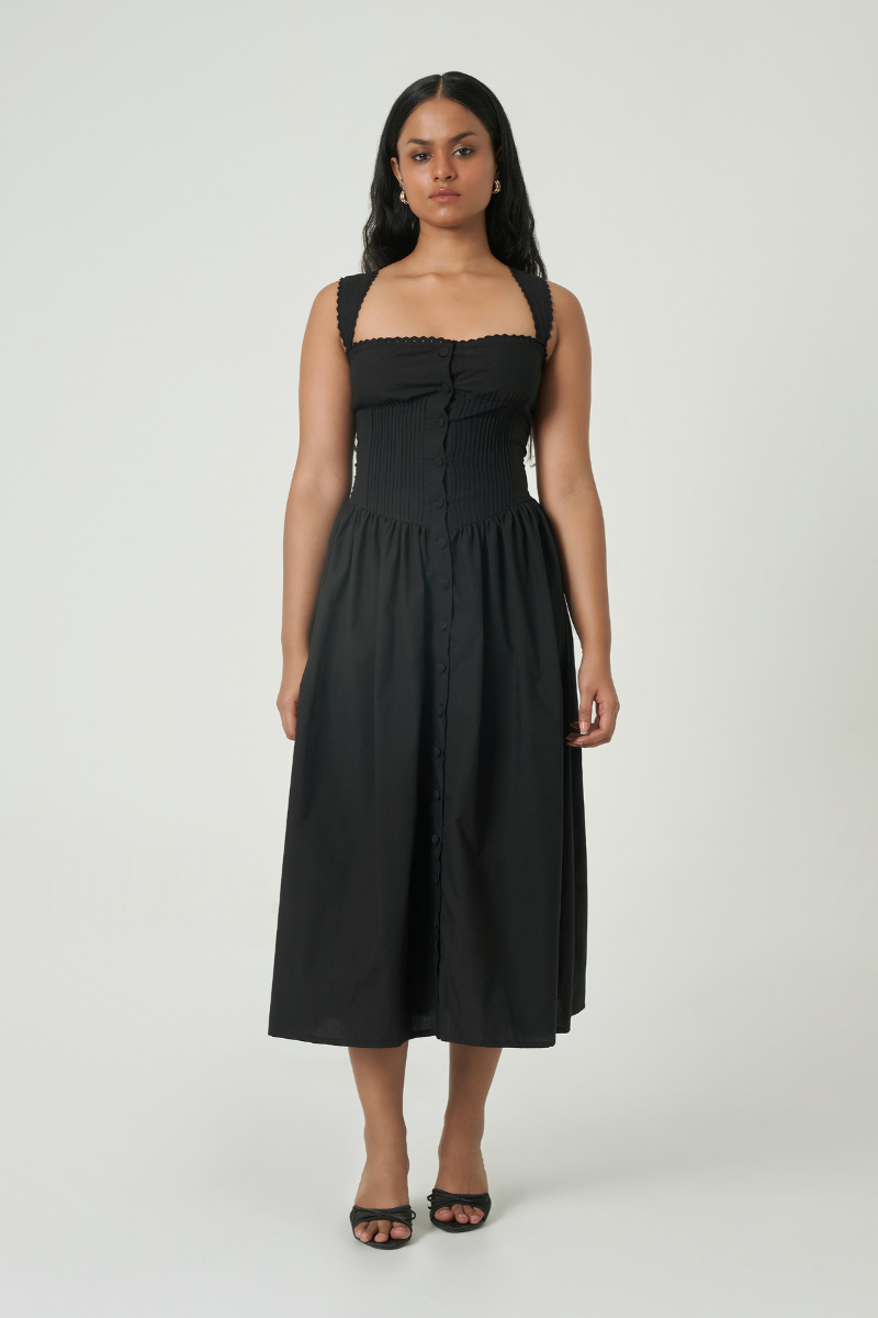 LUNA MIDI DRESS IN BLACK - CULT MIA