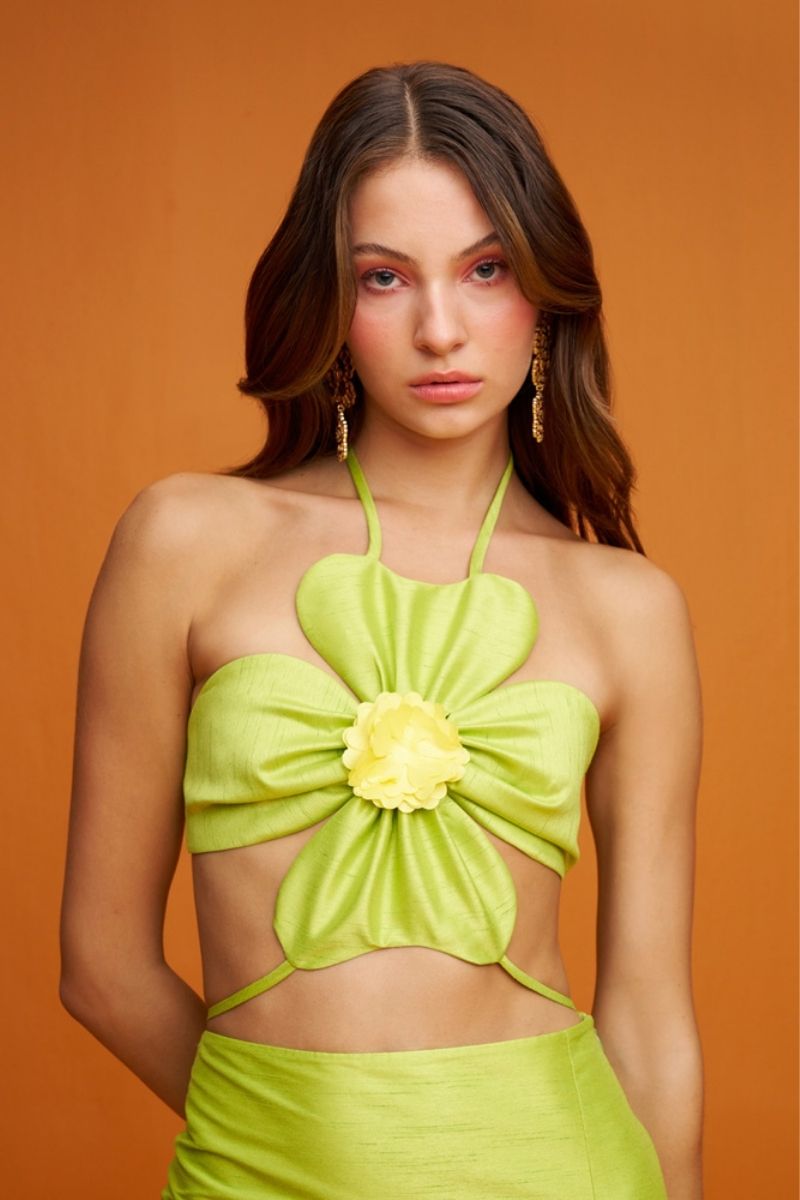 MAGNOLIA GREEN FLORAL TOP - CULT MIA