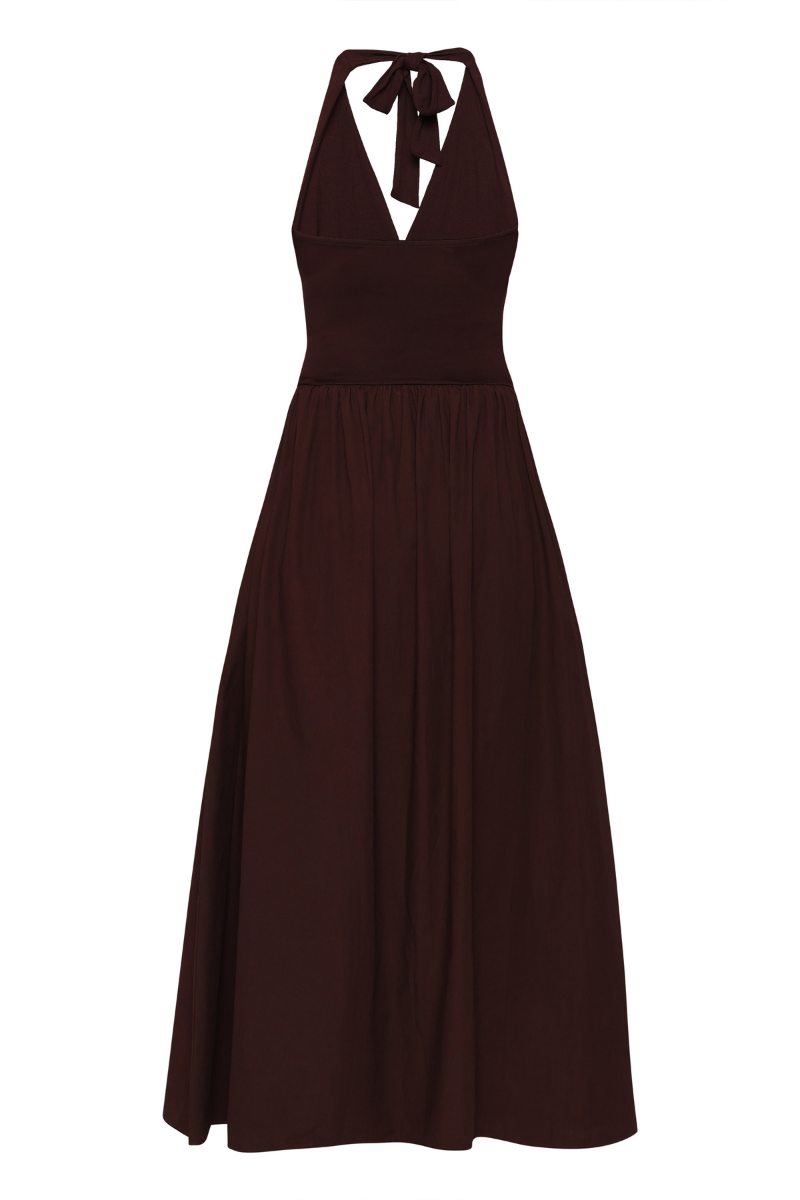 CANNES DRESS IN DARK WALNUT - CULT MIA