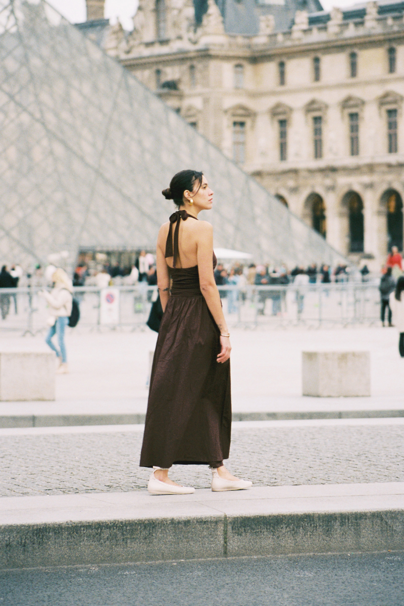CANNES DRESS IN DARK WALNUT - CULT MIA