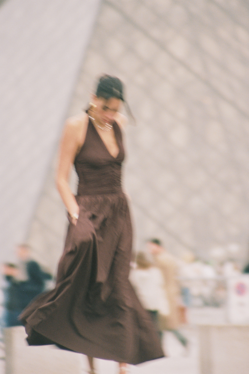 CANNES DRESS IN DARK WALNUT - CULT MIA