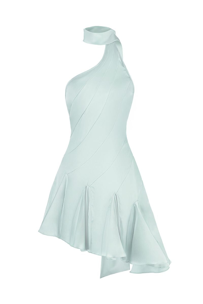 MS. GODET ASYMMETRIC DRESS IN GREEN - CULT MIA
