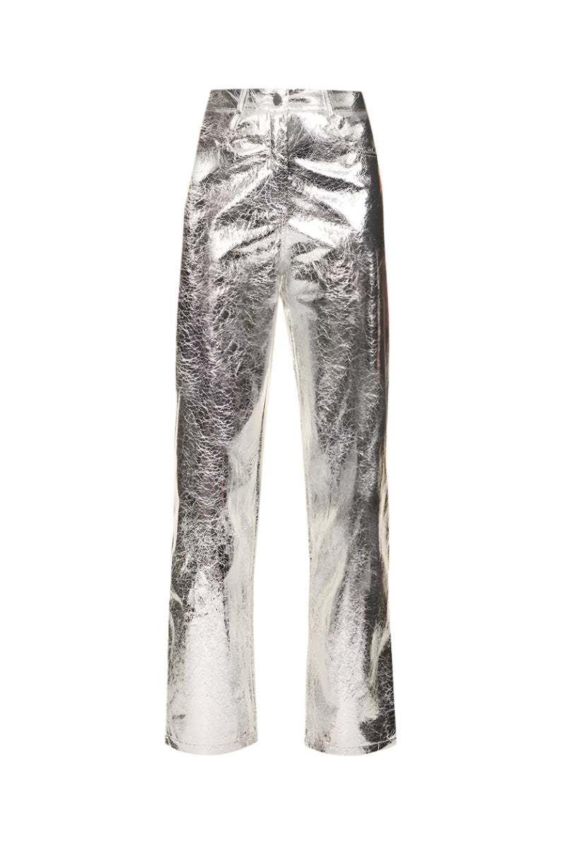 LUPE TEXTURED PANTS IN SILVER - CULT MIA