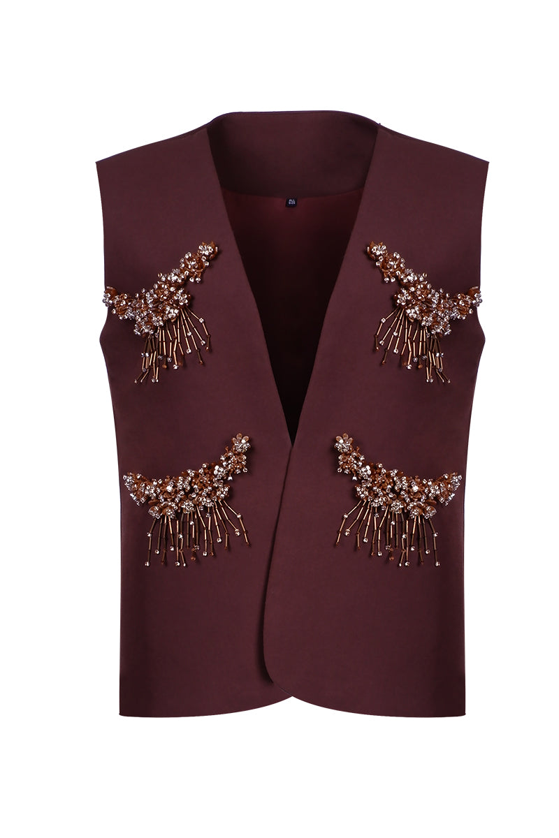 ALORA VEST IN BROWN - CULT MIA
