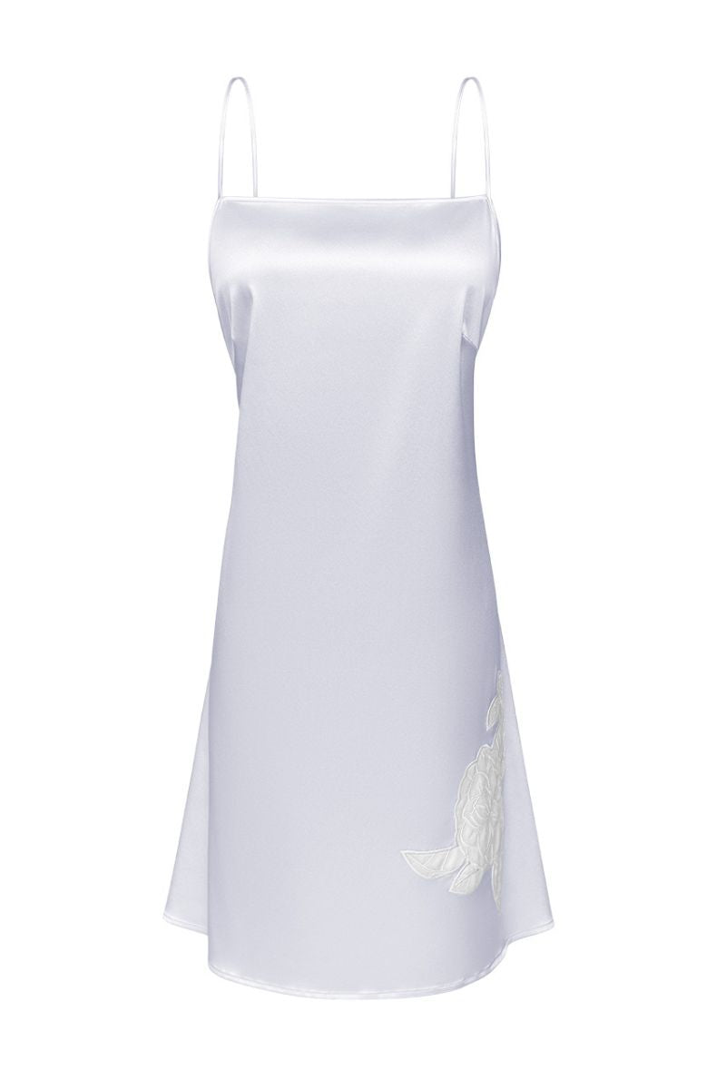 CAMELLIA SILK SLIP SHORT DRESS IN PURPLE - CULT MIA