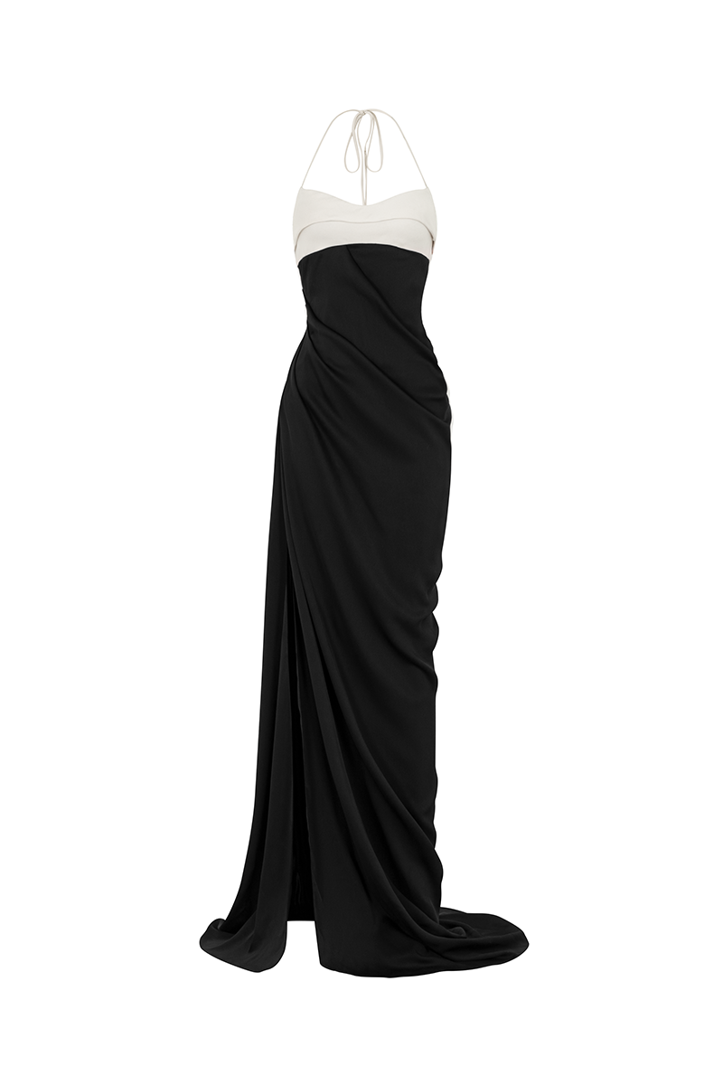black maxi dress daytime Long Sleeve Petal Detail Maxi Dress Black