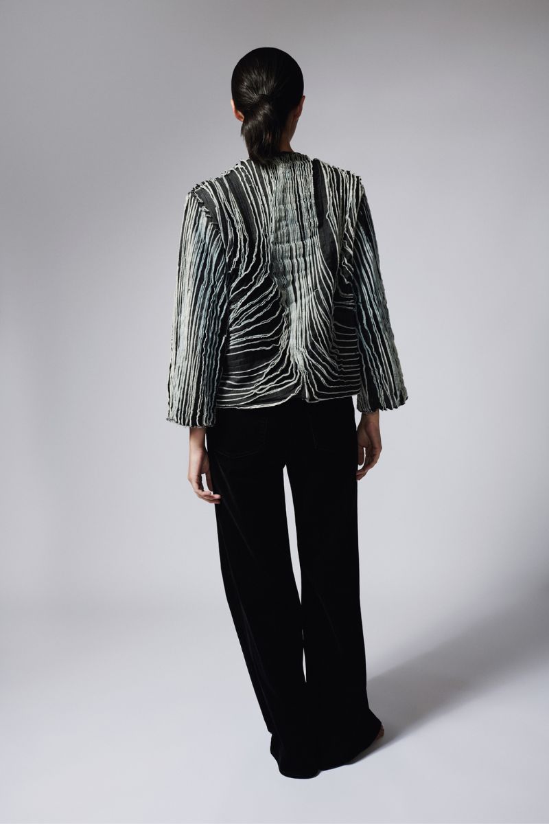 DENIM STRIP JACKET - CULT MIA