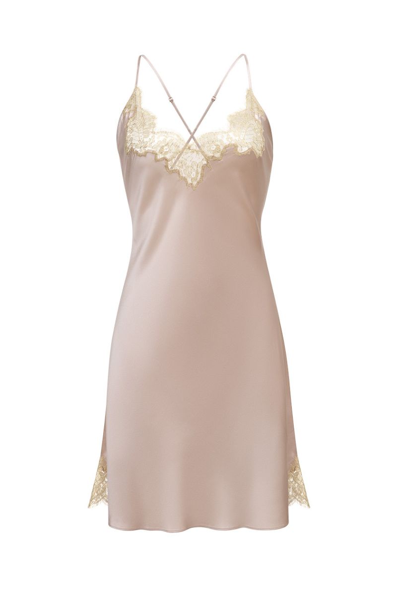 LACE-TRIMMED SLIP DRESS IN PINK - CULT MIA