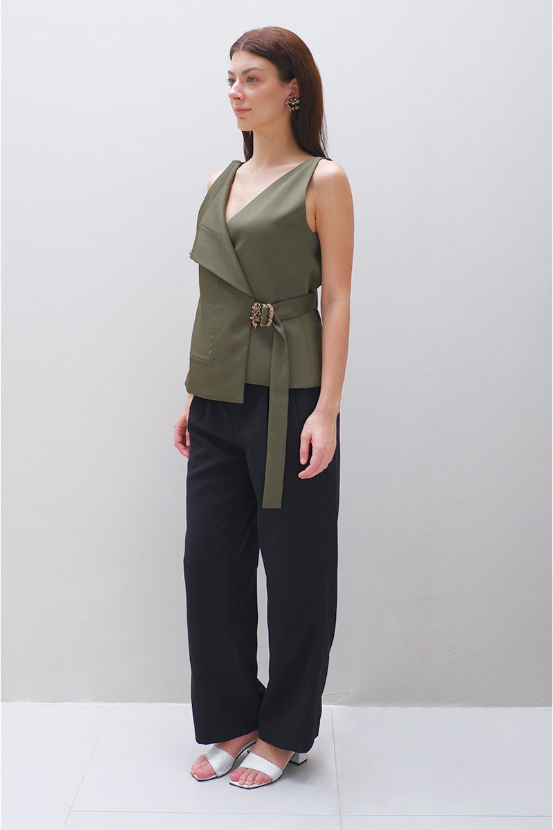 DRIFTE TOP IN OLIVE GREEN - CULT MIA