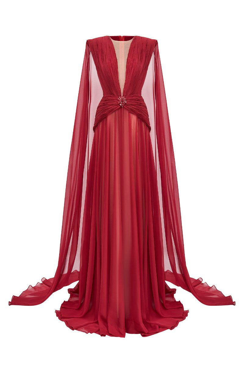 RED CHIFFON GOWN | CULT MIA | CEM RED CHIFFON GOWN | CULT MIA | CEM