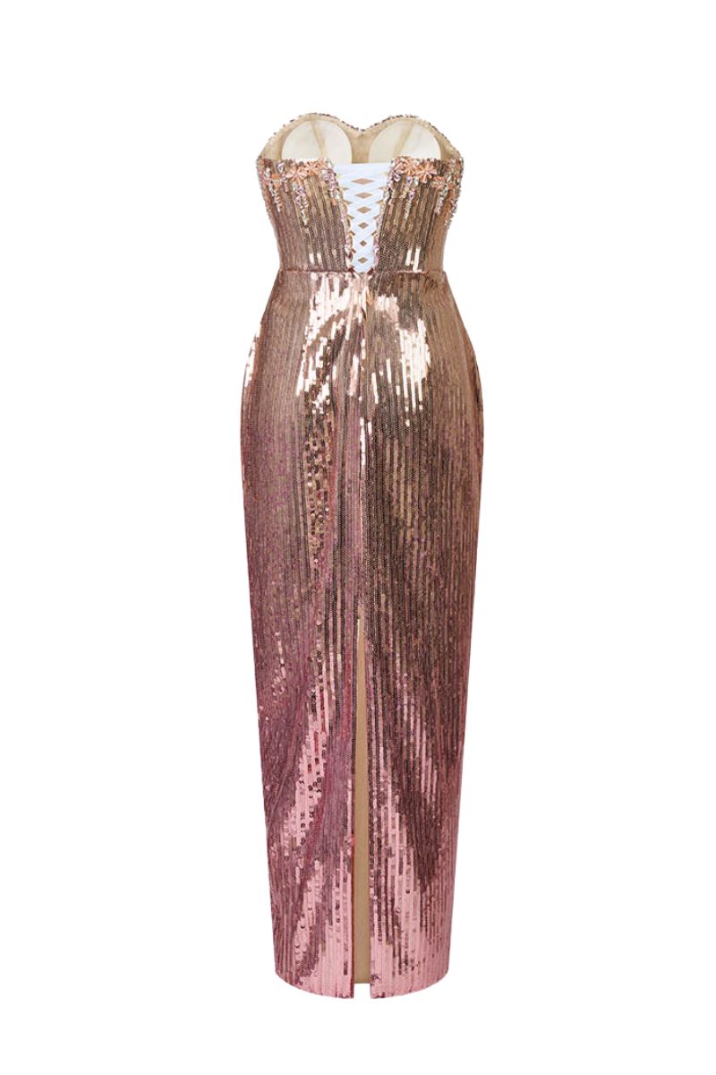 SEQUIN MIDI DRESS IN ROSE - CULT MIA