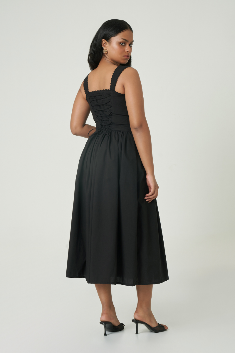 LUNA MIDI DRESS IN BLACK - CULT MIA