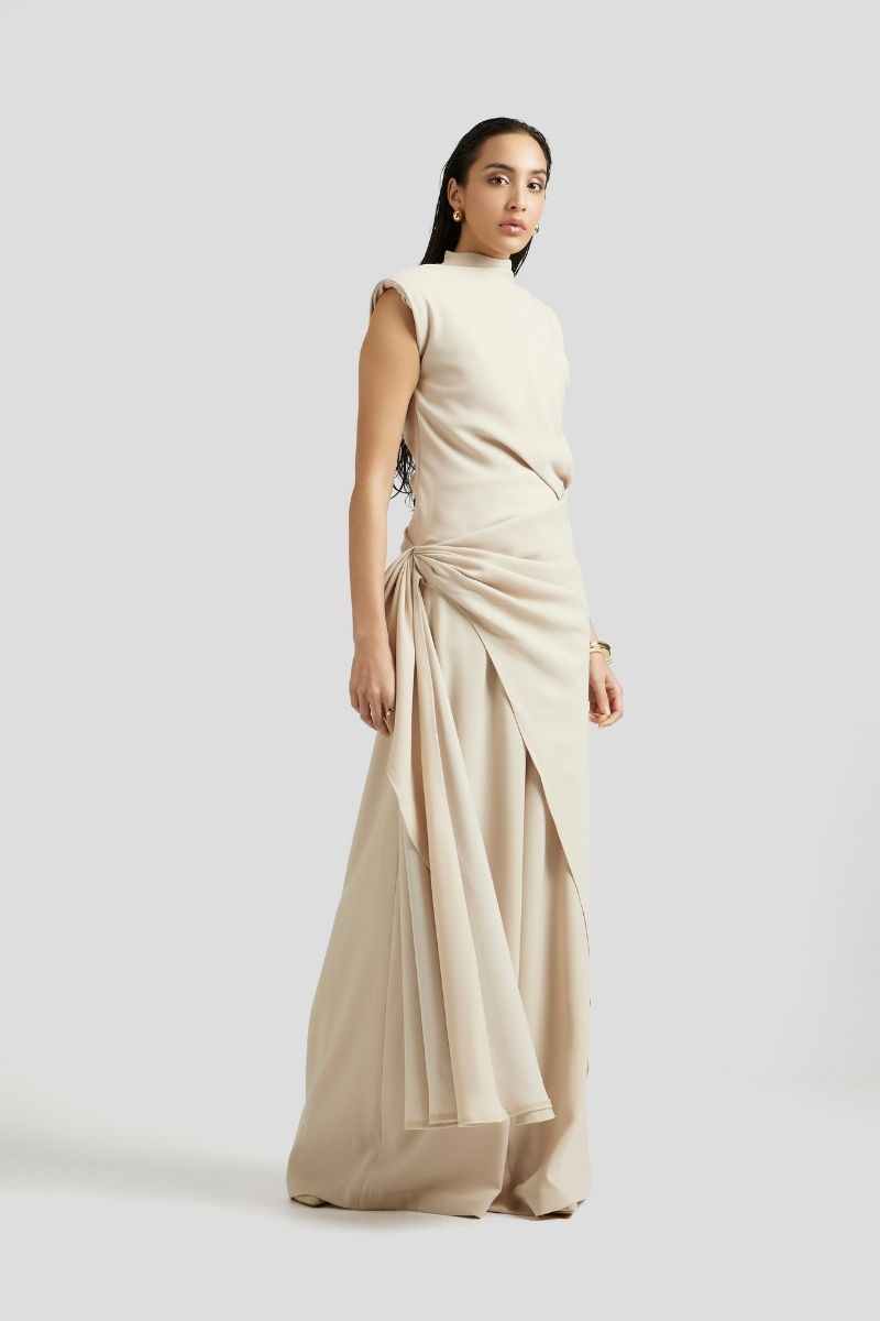 ANTONIA THREE-PIECE OUTFIT SET IN BEIGE - CULT MIA