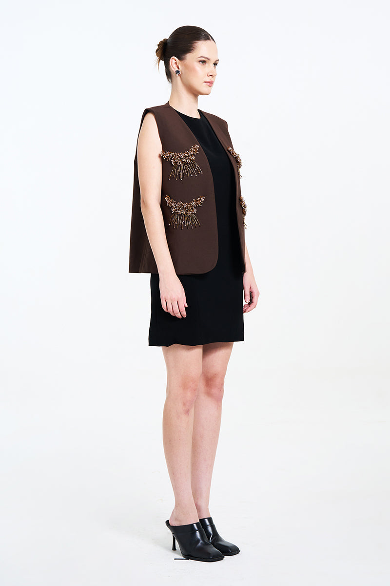 ALORA VEST IN BROWN - CULT MIA