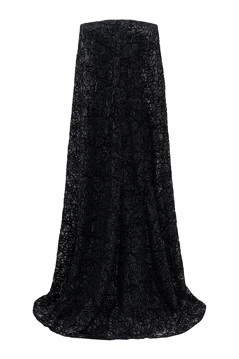 STYLIZED NECKLINE WAVY FLOWING CAPE SLEEVES DRESS - CULT MIA