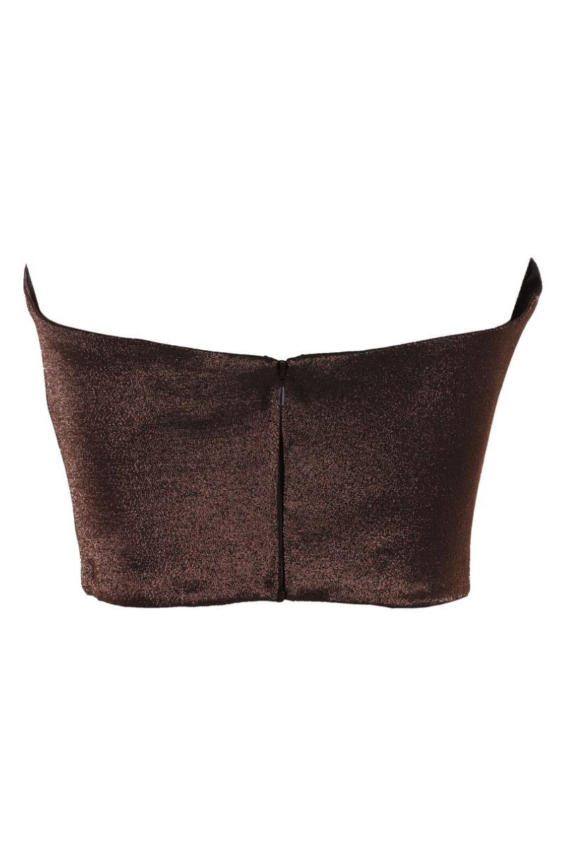 NEITH GLITTER TOP IN MIRAGE BROWN - CULT MIA