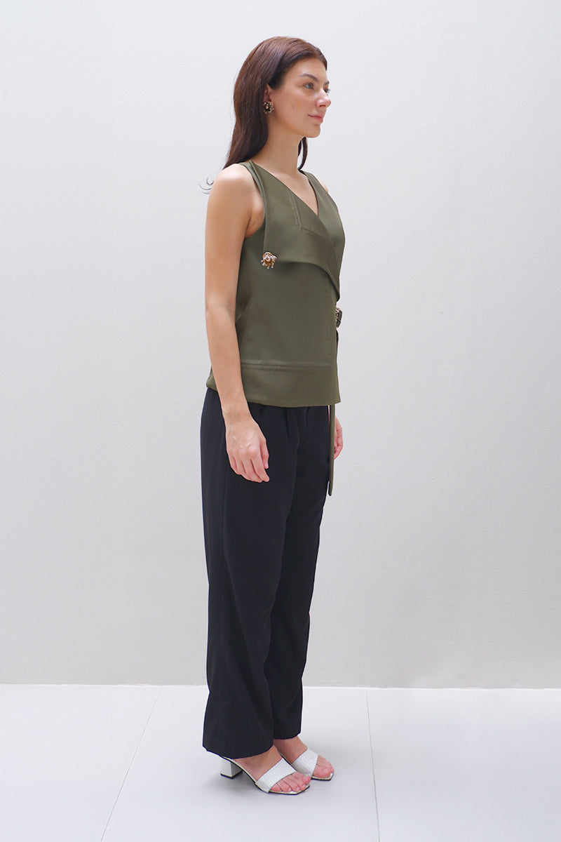 DRIFTE TOP IN OLIVE GREEN - CULT MIA