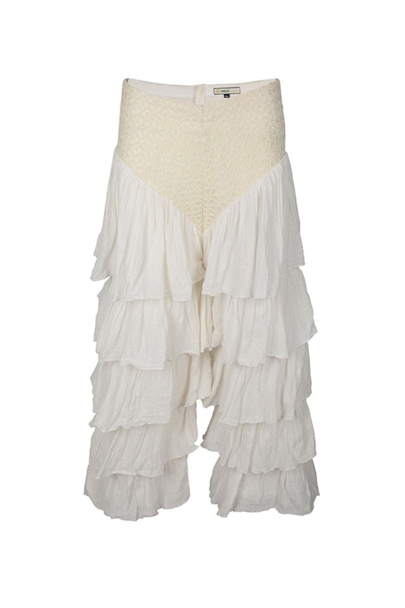 IBIZA IVORY RUFFLE PANTS - CULT MIA