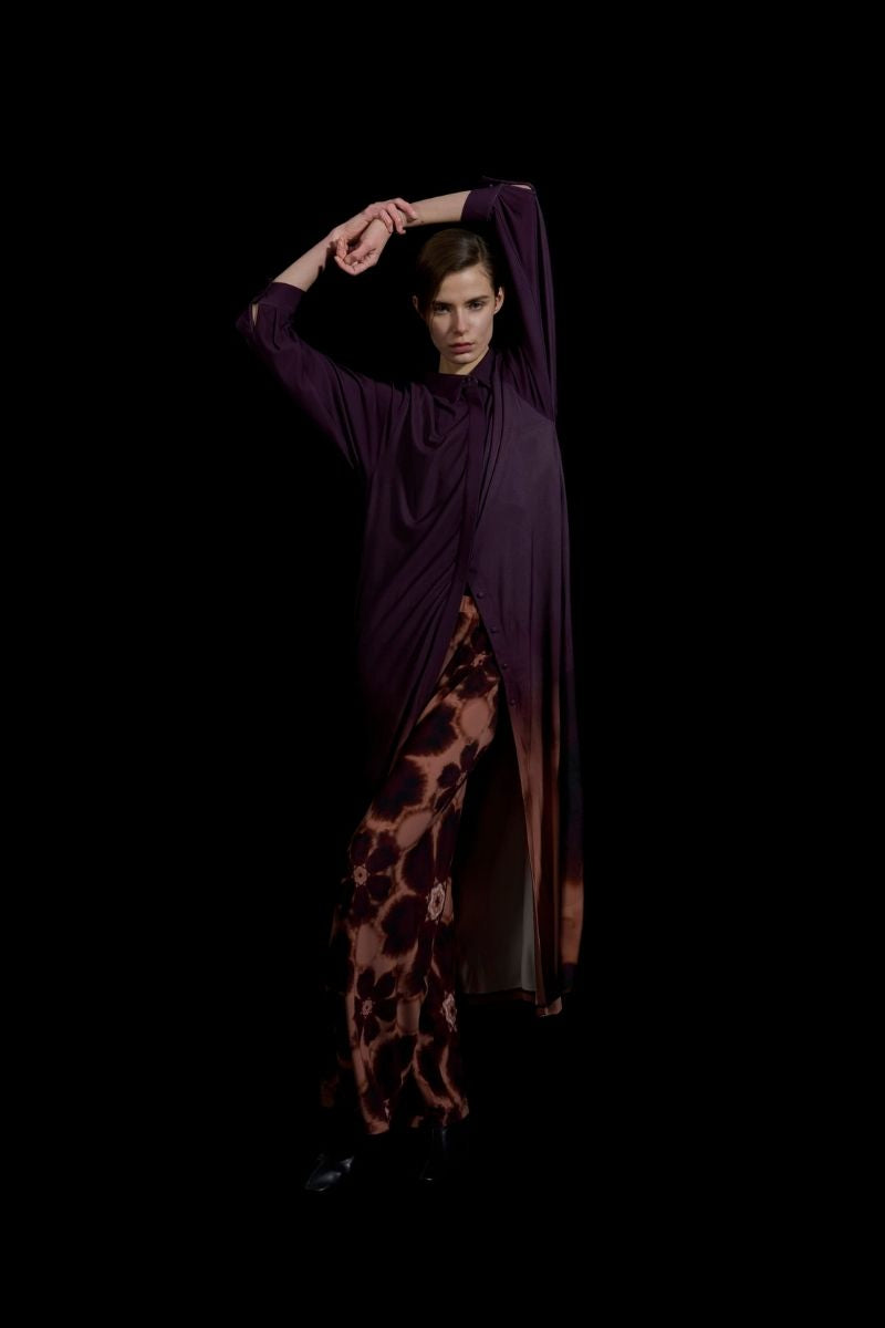PRINTED WIDE-LEG TROUSERS IN PURPLE - CULT MIA