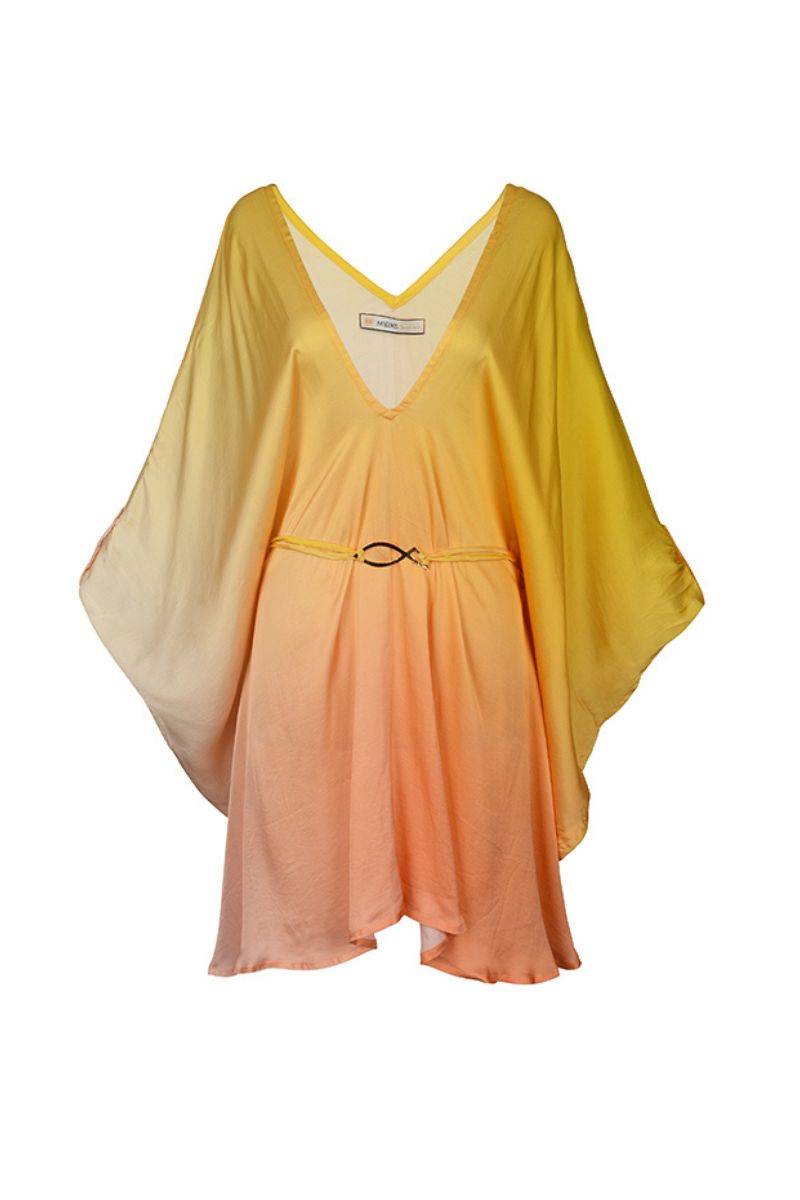 NEW YELLOW BOHO SILK KAFTAN - CULT MIA