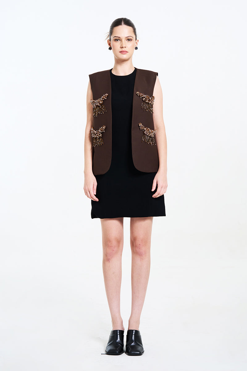 ALORA VEST IN BROWN - CULT MIA