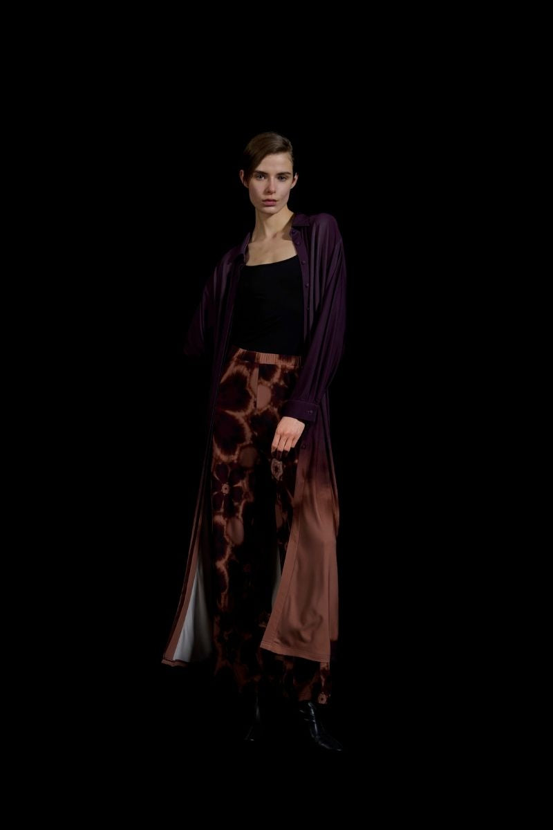 PRINTED WIDE-LEG TROUSERS IN PURPLE - CULT MIA