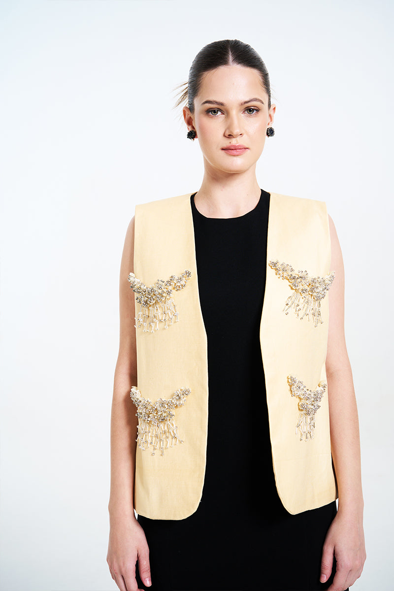 ALORA VEST IN SOFT YELLOW - CULT MIA