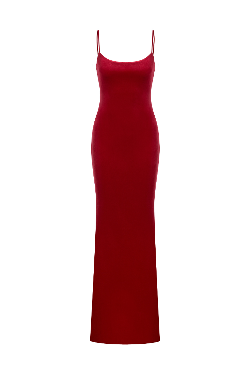 VELVET BODYCON DRESS WITH THIN STRAPS - CULT MIA