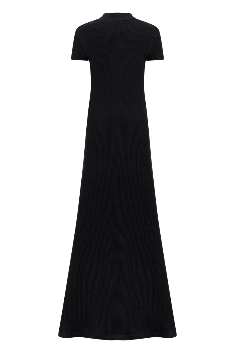 CLASSIC KNIT A-LINE DRESS IN BLACK - CULT MIA