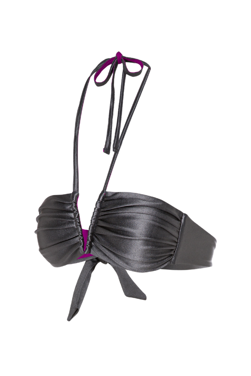 VIRNA GLOSSY TOP IN ANTHRACITE GRAY - CULT MIA